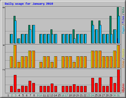 Daily usage for January 2010