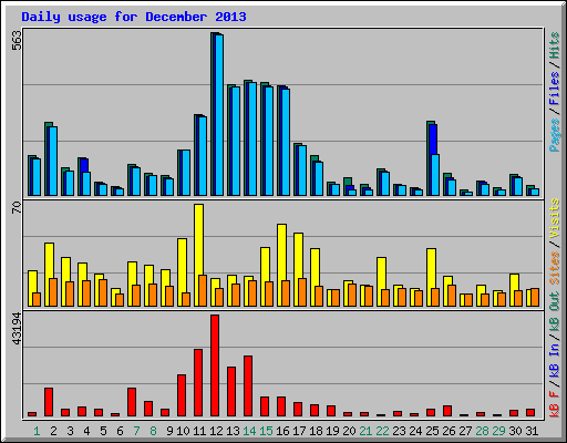 Daily usage for December 2013