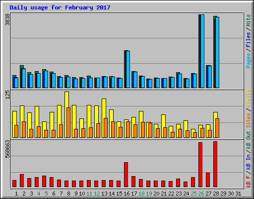 Daily usage for February 2017