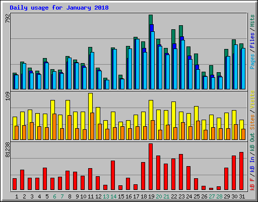 Daily usage for January 2018