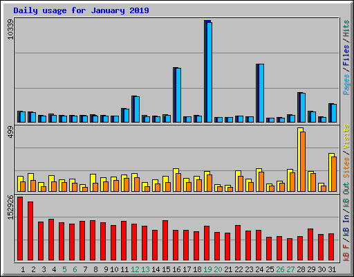 Daily usage for January 2019