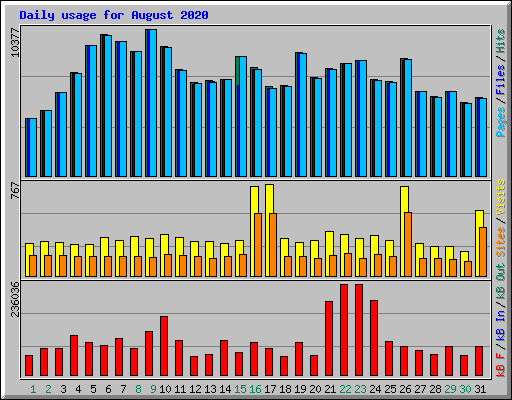 Daily usage for August 2020