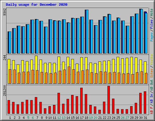 Daily usage for December 2020