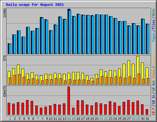 Daily usage for August 2021