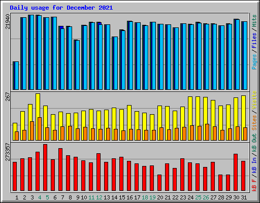 Daily usage for December 2021