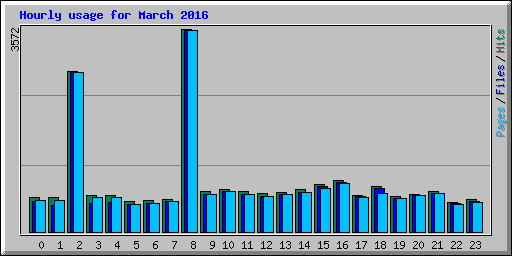 Hourly usage for March 2016