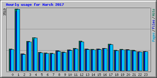 Hourly usage for March 2017