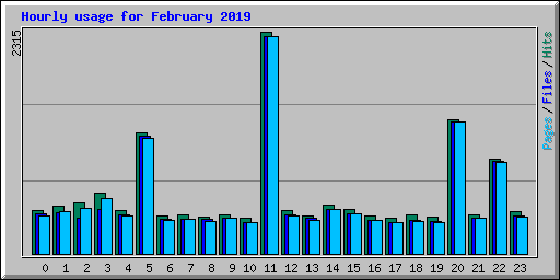 Hourly usage for February 2019