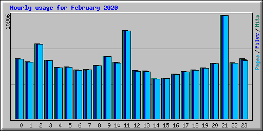 Hourly usage for February 2020